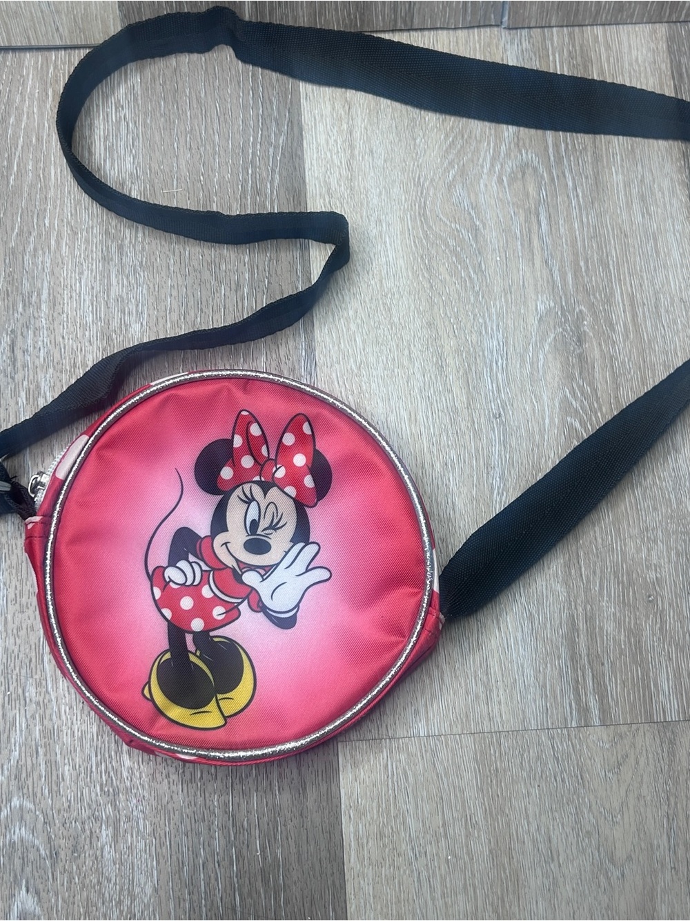 Disney Minnie Mouse Black and Red Round Crossbody Bag